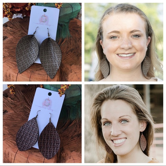 Vegan Leather Earrings - Picture 1 of 5